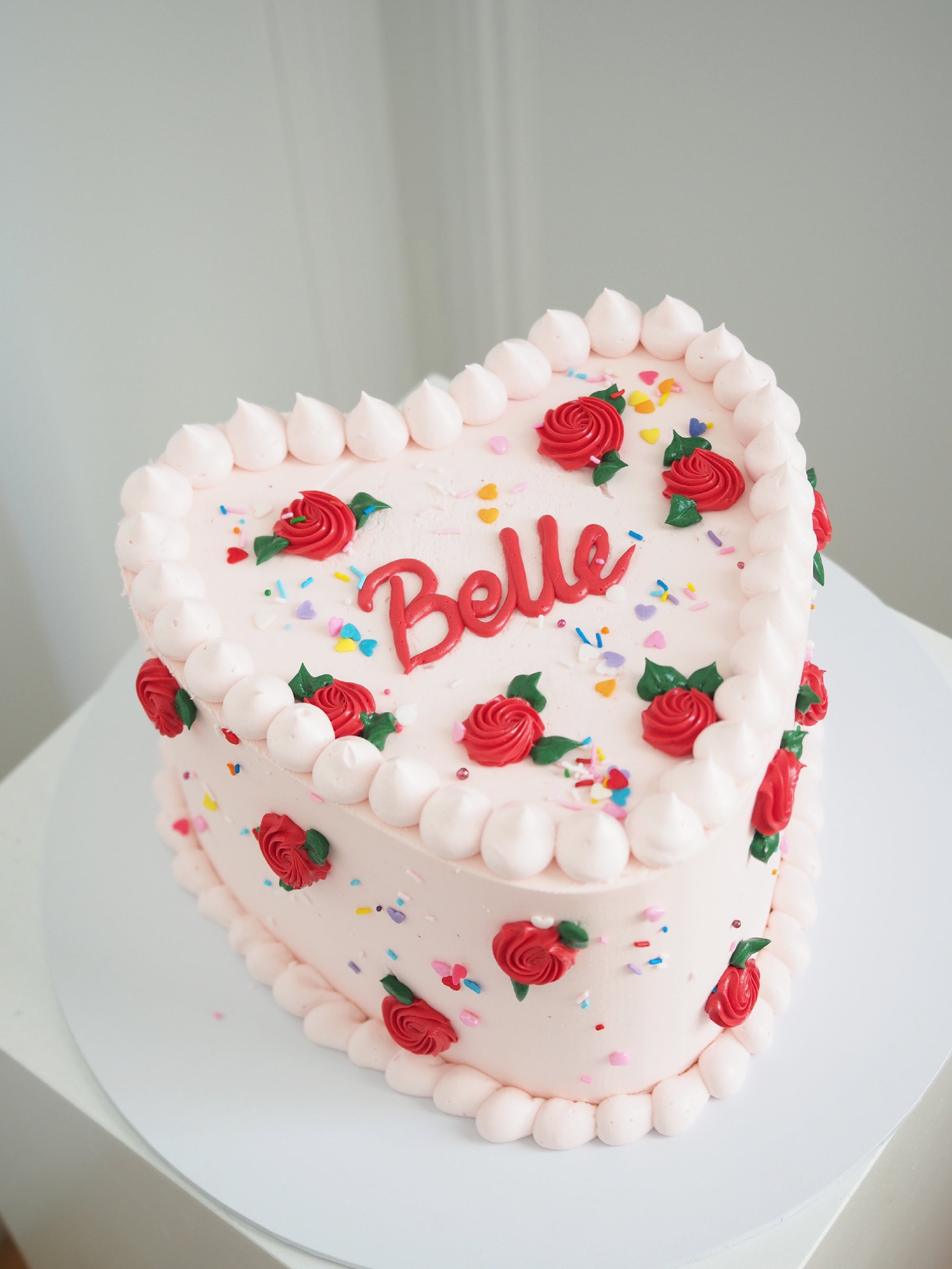 Heart cake with Vanilla Sponge with Piping | Lily Vanilli Bakery London